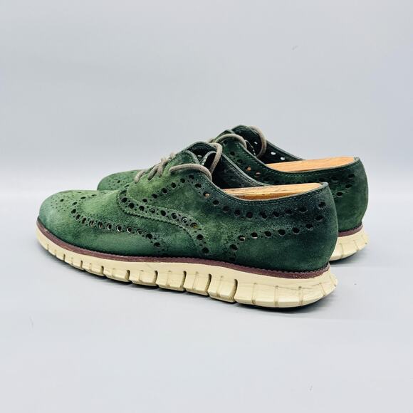 Cole Haan Shoes Mens 8.5 Green Suede Zerogrand Wingtip Oxford Dress Brogue main image 5